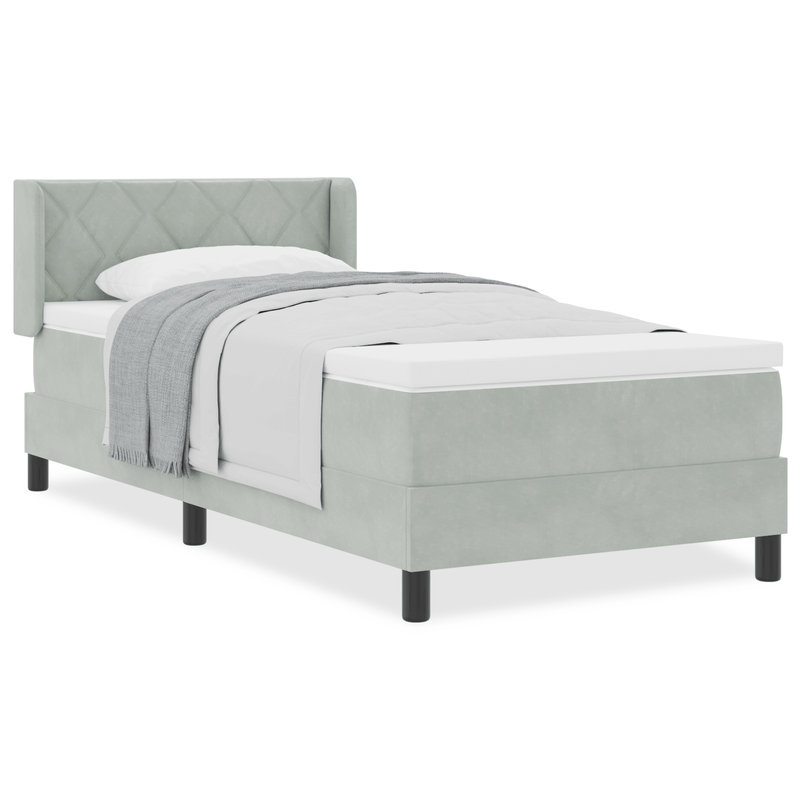 Casa si Gradina - Mobilier - Paturi si accesorii - Paturi - Pat box spring cu saltea, gri deschis, 100x200 cm, catifea - Infinity.ro