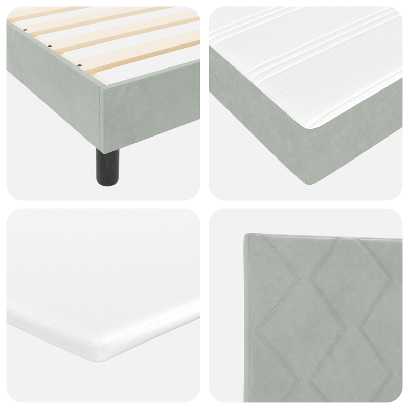 Casa si Gradina - Mobilier - Paturi si accesorii - Paturi - Pat box spring cu saltea, gri deschis, 100x200 cm, catifea - Infinity.ro
