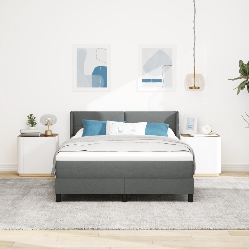 Casa si Gradina - Mobilier - Paturi si accesorii - Paturi - pat Box Spring  cu saltea gri inchis 140 x 200 cm tesatura - Infinity.ro
