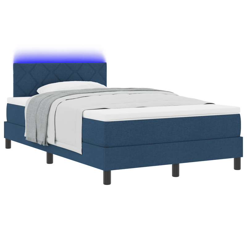 Casa si Gradina - Mobilier - Paturi si accesorii - Paturi - Pat Box Spring cu Saltea & LED Albastru 120x200 cm Tesatura - Infinity.ro