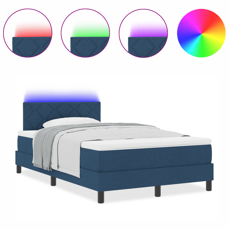 Casa si Gradina - Mobilier - Paturi si accesorii - Paturi - Pat Box Spring cu Saltea & LED Albastru 120x200 cm Tesatura - Infinity.ro