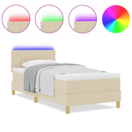 Casa si Gradina - Mobilier - Paturi si accesorii - Paturi - Pat cu suport pentru saltea cu saltea & LED Crem 100x200 cm Tesatura - Infinity.ro