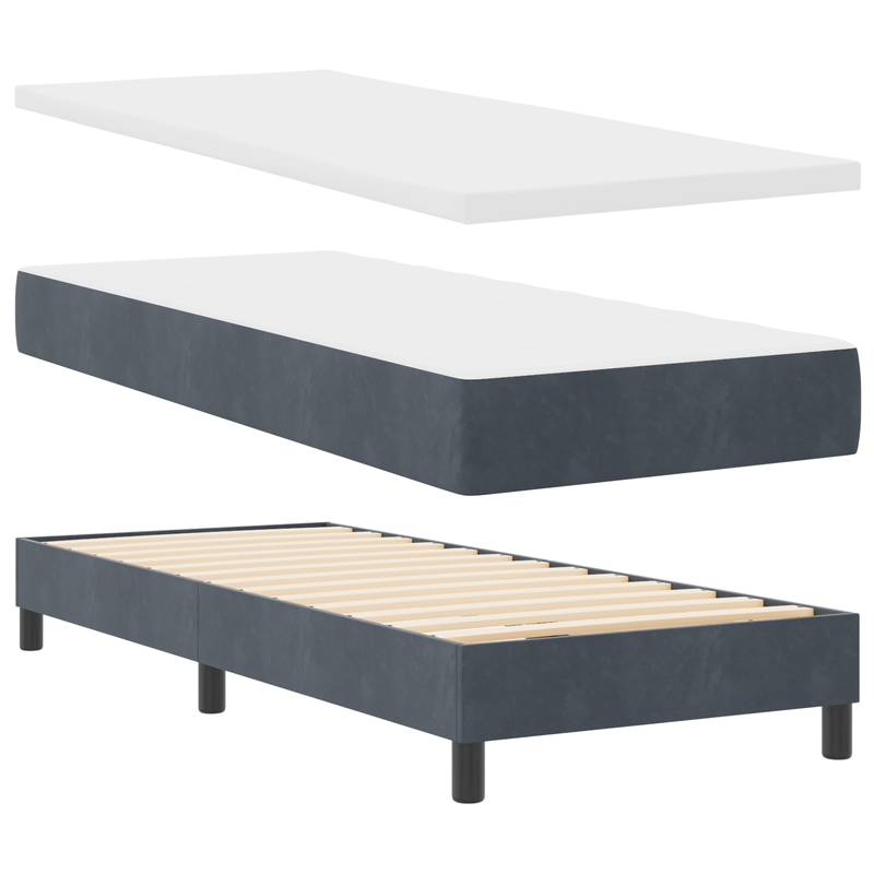Casa si Gradina - Mobilier - Paturi si accesorii - Paturi - Pat box spring cu saltea, gri inchis, 80x200 cm, catifea - Infinity.ro