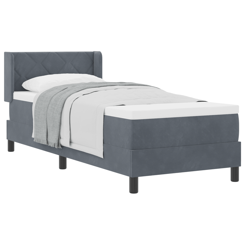 Casa si Gradina - Mobilier - Paturi si accesorii - Paturi - Pat box spring cu saltea, gri inchis, 80x200 cm, catifea - Infinity.ro