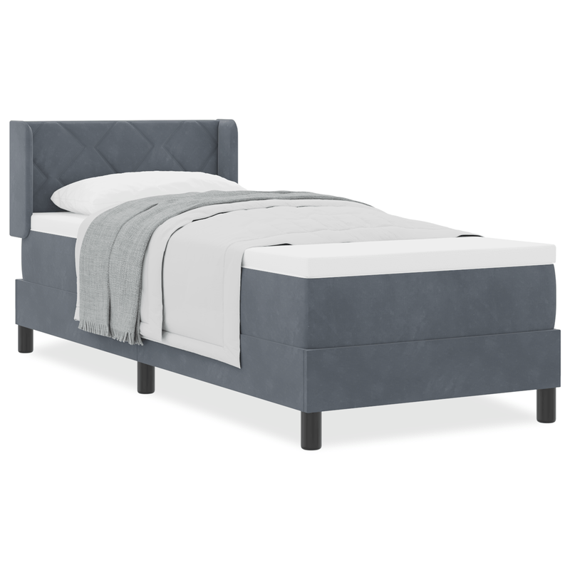 Casa si Gradina - Mobilier - Paturi si accesorii - Paturi - Pat box spring cu saltea, gri inchis, 80x200 cm, catifea - Infinity.ro
