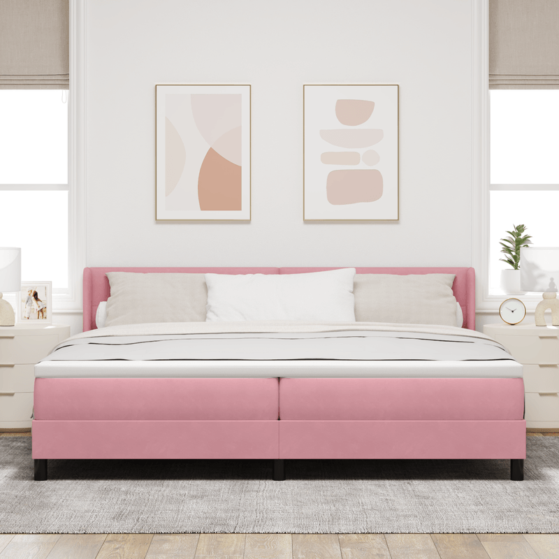 Casa si Gradina - Mobilier - Paturi si accesorii - Paturi - Pat cu saltea  Pink 200x200 cm Catifea - Infinity.ro
