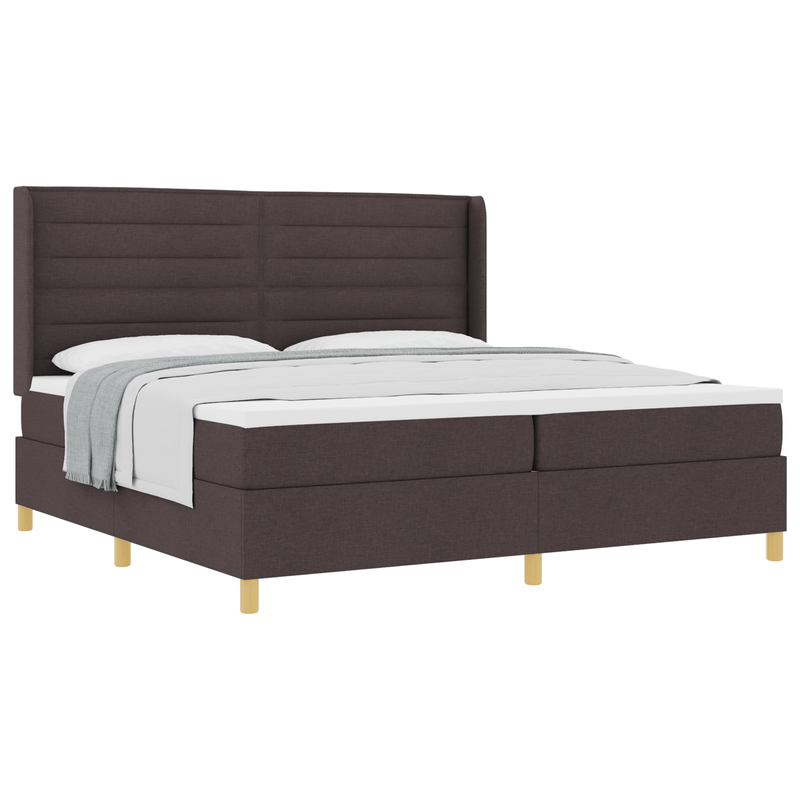 Casa si Gradina - Mobilier - Paturi si accesorii - Paturi - Pat box spring cu saltea, maro inchis, 200x200 cm, textil - Infinity.ro