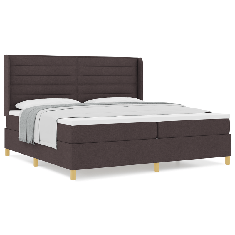 Casa si Gradina - Mobilier - Paturi si accesorii - Paturi - Pat box spring cu saltea, maro inchis, 200x200 cm, textil - Infinity.ro