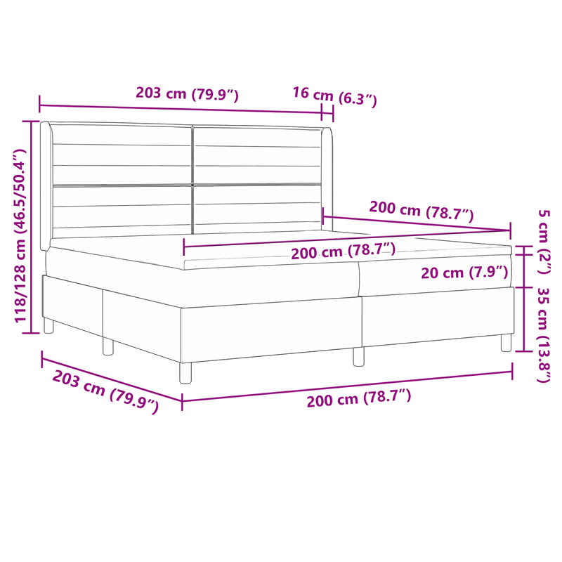 Casa si Gradina - Mobilier - Paturi si accesorii - Paturi - Pat box spring cu saltea, maro inchis, 200x200 cm, textil - Infinity.ro