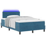 Casa si Gradina - Mobilier - Paturi si accesorii - Paturi - Pat box spring cu saltea &LED albastru inchis 120x200cm catifea - Infinity.ro