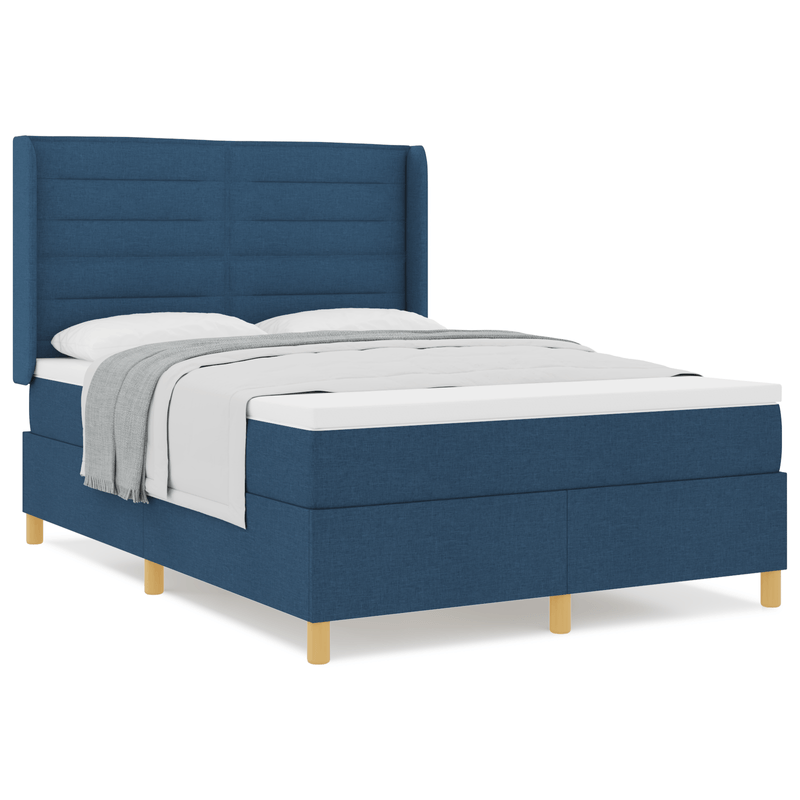 Casa si Gradina - Mobilier - Paturi si accesorii - Paturi - Pat cu arcuri si saltea Albastru 140x200 cm Tesatura - Infinity.ro