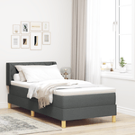 Casa si Gradina - Mobilier - Paturi si accesorii - Paturi - Pat cu arcuri si saltea gri inchis 90x200 cm din material textil - Infinity.ro