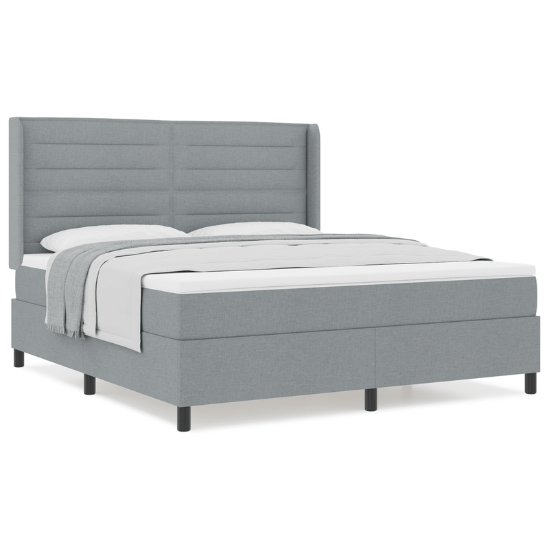 Casa si Gradina - Mobilier - Paturi si accesorii - Paturi - Pat Box Spring  cu Saltea Gri Deschis 180x200 cm Tesatura - Infinity.ro