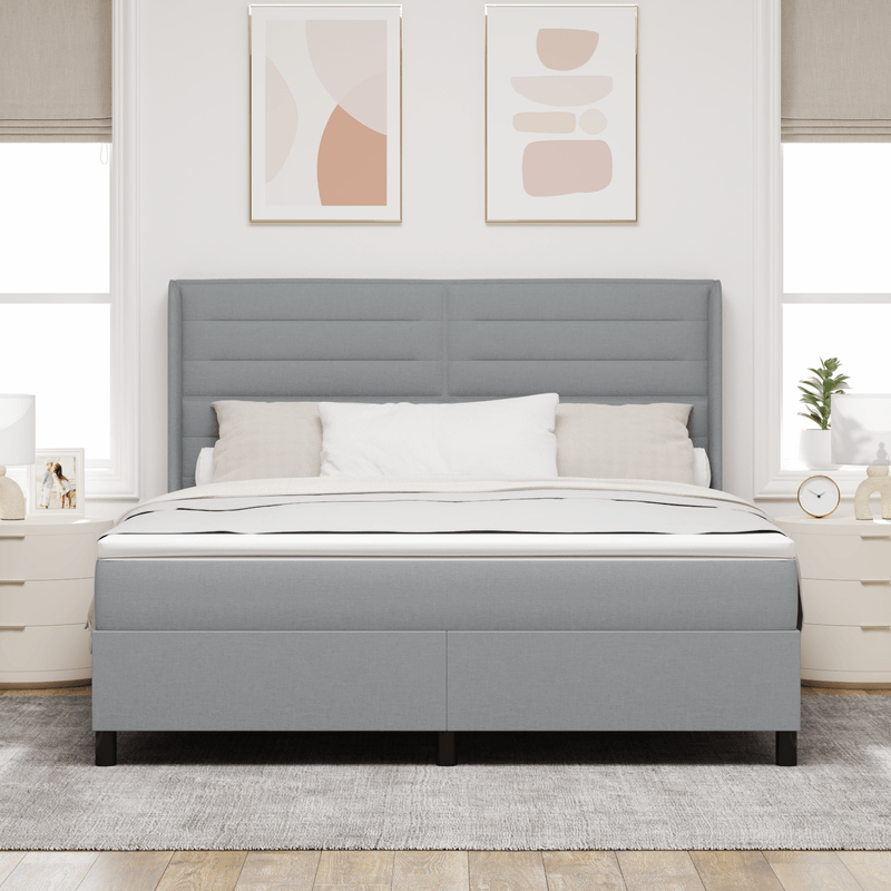 Casa si Gradina - Mobilier - Paturi si accesorii - Paturi - Pat Box Spring  cu Saltea Gri Deschis 180x200 cm Tesatura - Infinity.ro