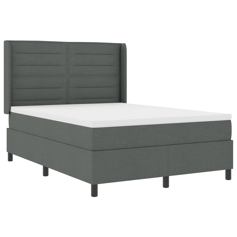 Casa si Gradina - Mobilier - Paturi si accesorii - Paturi - Pat box spring cu saltea, gri inchis, 140x190 cm, textil - Infinity.ro