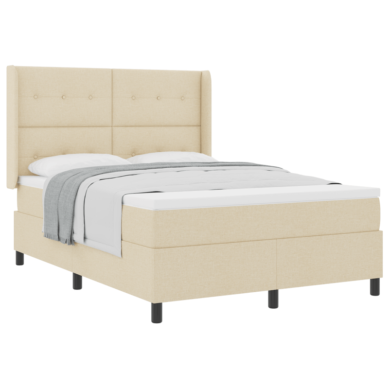 Casa si Gradina - Mobilier - Paturi si accesorii - Paturi - Pat box spring cu saltea, crem, 140x190 cm, textil - Infinity.ro