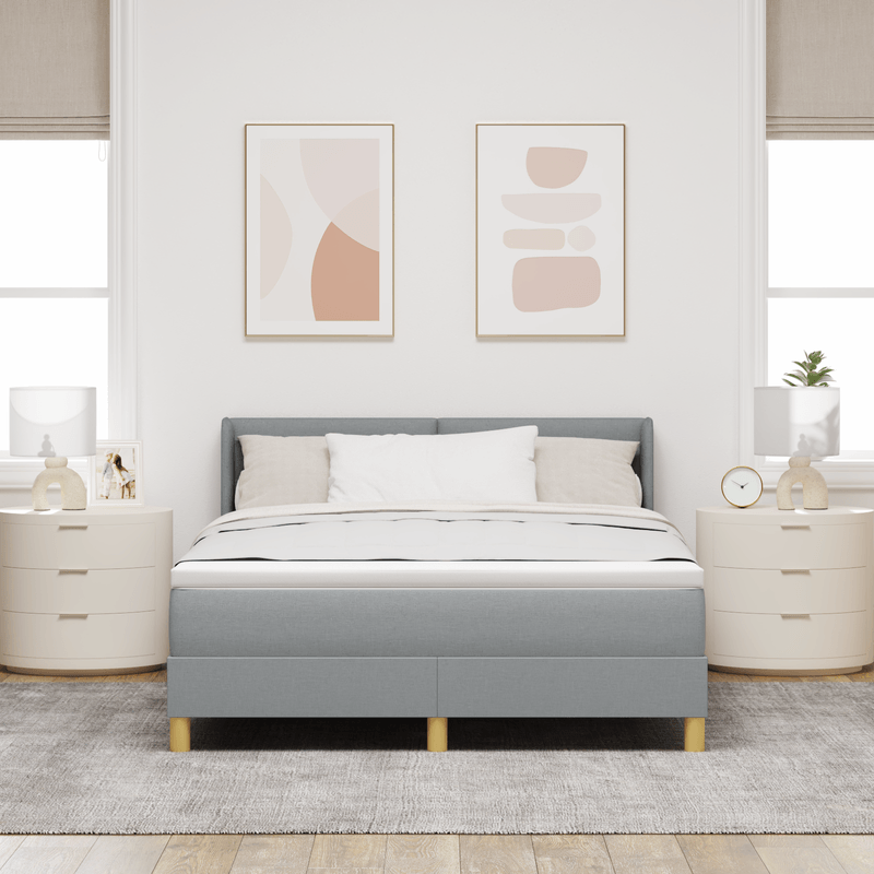 Casa si Gradina - Mobilier - Paturi si accesorii - Paturi - Pat Box Spring cu Saltea Gri deschis 140x200 cm Material Textil - Infinity.ro