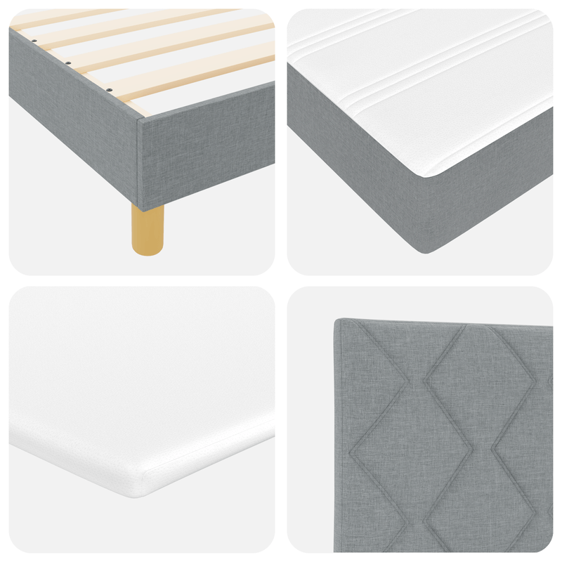 Casa si Gradina - Mobilier - Paturi si accesorii - Paturi - Pat Box Spring cu Saltea Gri deschis 140x200 cm Material Textil - Infinity.ro