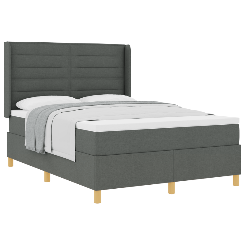Casa si Gradina - Mobilier - Paturi si accesorii - Paturi - Pat box spring cu saltea, gri inchis, 140x200 cm, textil - Infinity.ro