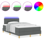 Casa si Gradina - Mobilier - Paturi si accesorii - Paturi - Pat cu arcuri cu saltea si LED gri inchis 120x200 cm tesatura - Infinity.ro