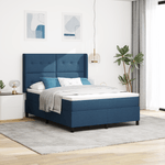 Casa si Gradina - Mobilier - Paturi si accesorii - Paturi - Pat box spring cu saltea, albastru, 140x190 cm, textil - Infinity.ro