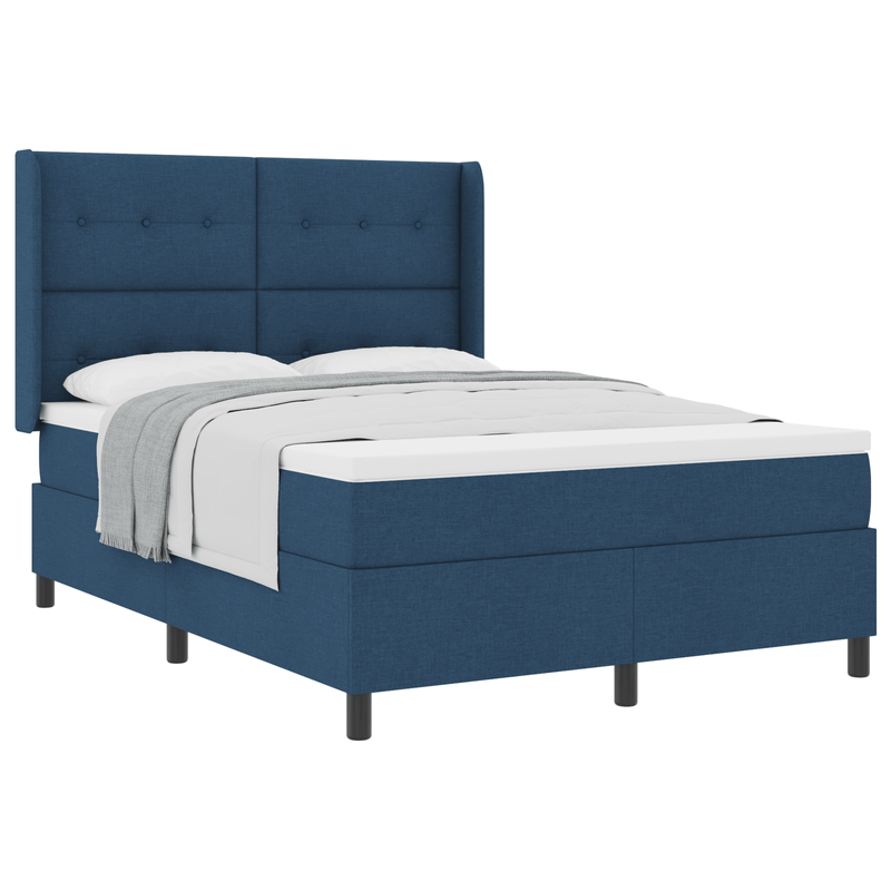 Casa si Gradina - Mobilier - Paturi si accesorii - Paturi - Pat box spring cu saltea, albastru, 140x190 cm, textil - Infinity.ro