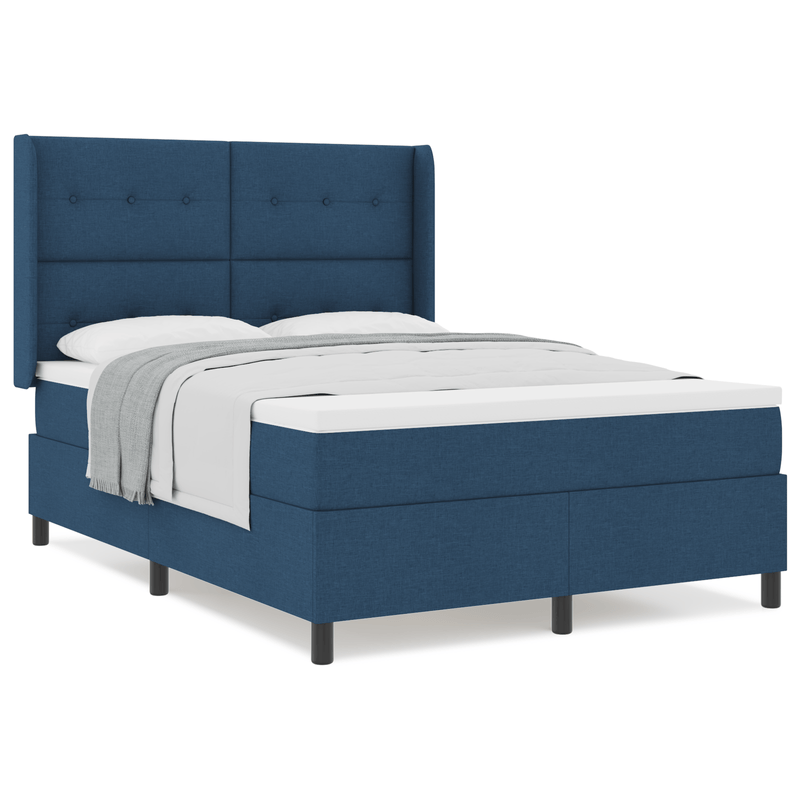 Casa si Gradina - Mobilier - Paturi si accesorii - Paturi - Pat box spring cu saltea, albastru, 140x190 cm, textil - Infinity.ro