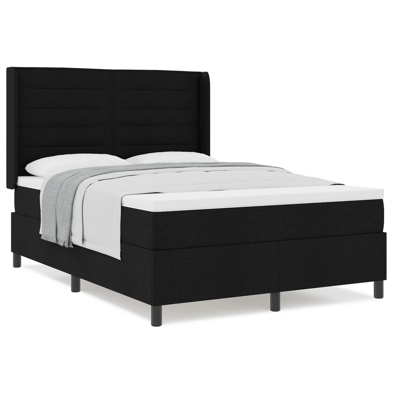 Casa si Gradina - Mobilier - Paturi si accesorii - Paturi - Pat box spring cu saltea, negru, 140x200 cm, textil - Infinity.ro