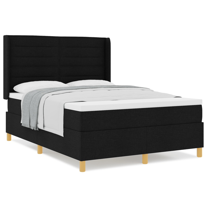 Casa si Gradina - Mobilier - Paturi si accesorii - Paturi - Pat box spring cu saltea, negru, 140x200 cm, textil - Infinity.ro