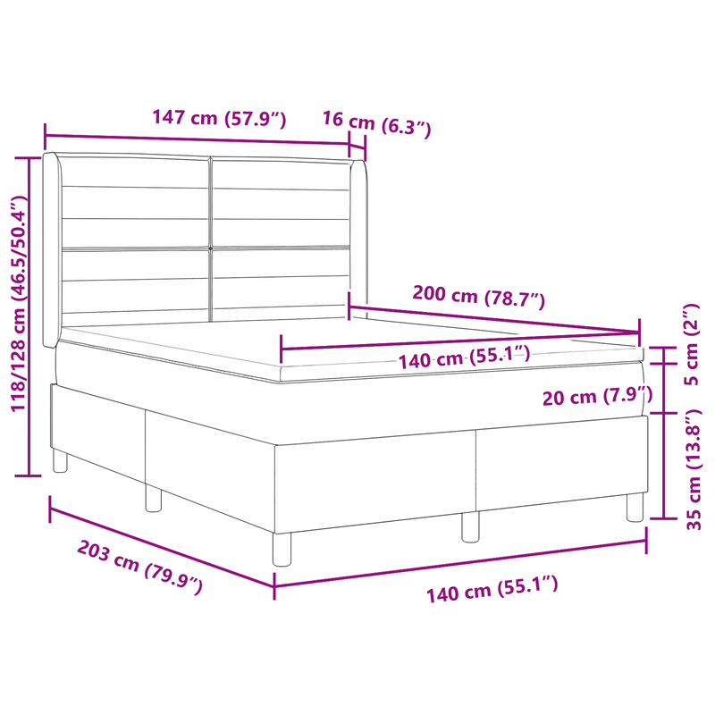 Casa si Gradina - Mobilier - Paturi si accesorii - Paturi - Pat box spring cu saltea, negru, 140x200 cm, textil - Infinity.ro