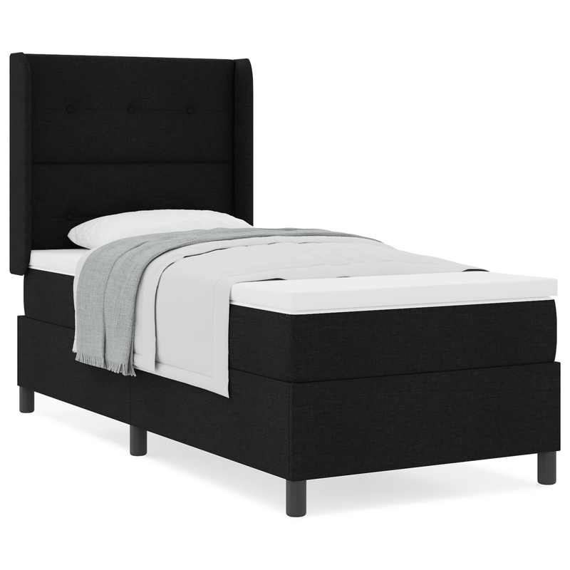 Casa si Gradina - Mobilier - Paturi si accesorii - Paturi - Pat box spring cu saltea, negru, 80x200 cm, textil - Infinity.ro