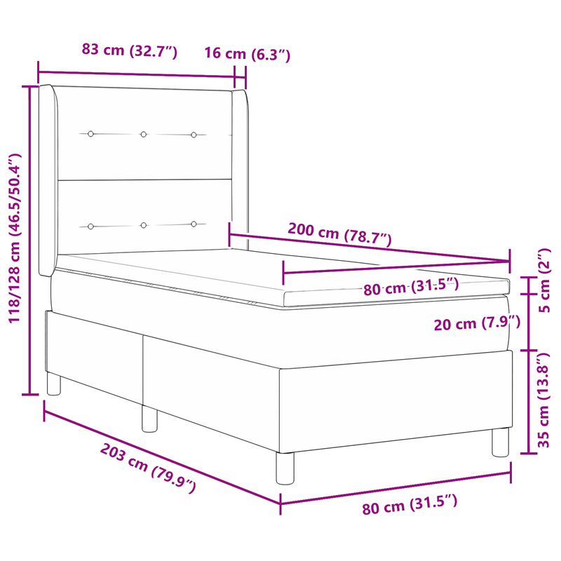 Casa si Gradina - Mobilier - Paturi si accesorii - Paturi - Pat box spring cu saltea, negru, 80x200 cm, textil - Infinity.ro