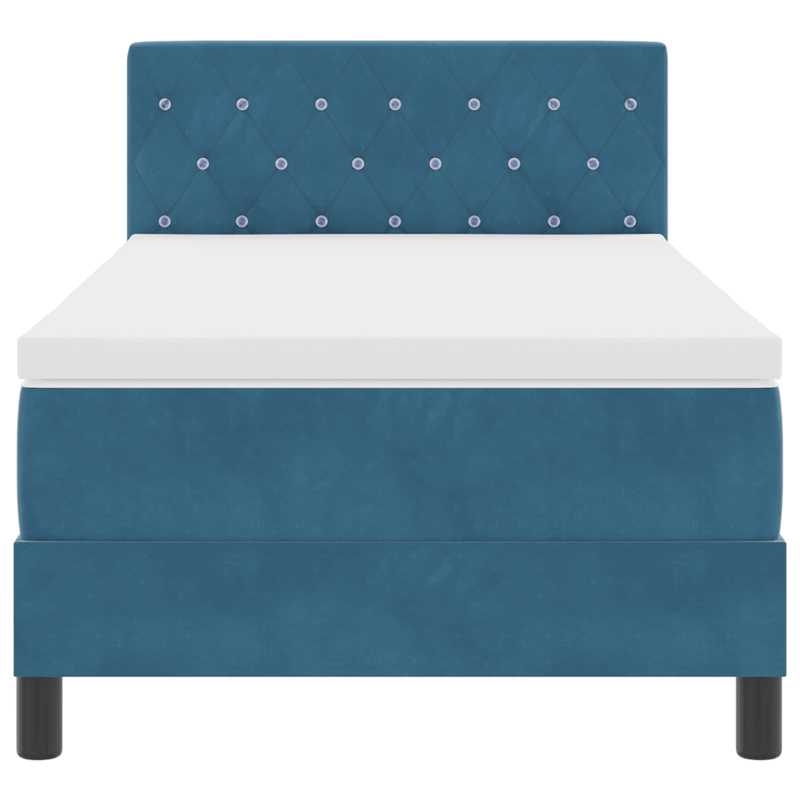 Casa si Gradina - Mobilier - Paturi si accesorii - Paturi - Pat box spring cu saltea & LED albastru inchis 90x200cm catifea - Infinity.ro