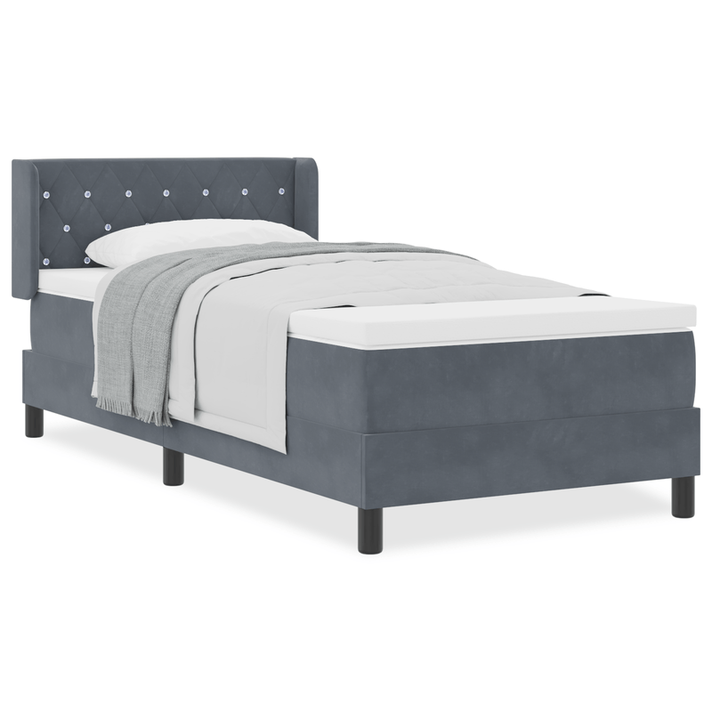 Casa si Gradina - Mobilier - Paturi si accesorii - Paturi - Pat box spring cu saltea, gri inchis, 100x200 cm, catifea - Infinity.ro