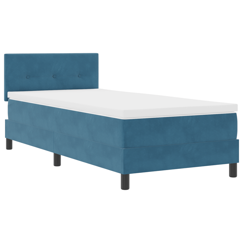 Casa si Gradina - Mobilier - Paturi si accesorii - Paturi - Pat Box Spring cu Saltea & LED Albastru Inchis 90x200 cm Catifea - Infinity.ro