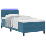 Casa si Gradina - Mobilier - Paturi si accesorii - Paturi - Pat Box Spring cu Saltea & LED Albastru Inchis 90x200 cm Catifea - Infinity.ro
