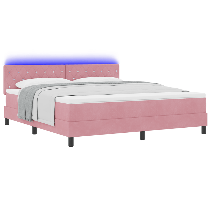 Casa si Gradina - Mobilier - Paturi si accesorii - Paturi - Pat cu saltea si LED Roz 180x200 cm Catifea - Infinity.ro