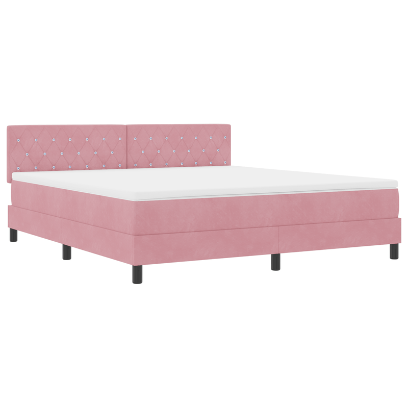 Casa si Gradina - Mobilier - Paturi si accesorii - Paturi - Pat cu saltea si LED Roz 180x200 cm Catifea - Infinity.ro