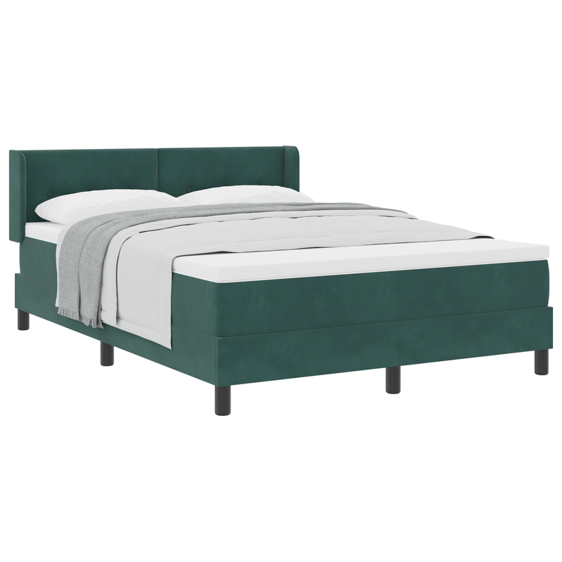 Casa si Gradina - Mobilier - Paturi si accesorii - Paturi - Pat cu saltea Box Spring Verde Inchis 140x200 cm Catifea - Infinity.ro