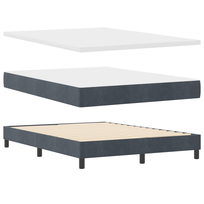 Casa si Gradina - Mobilier - Paturi si accesorii - Paturi - Pat box spring cu saltea, gri inchis, 160x200 cm, catifea - Infinity.ro