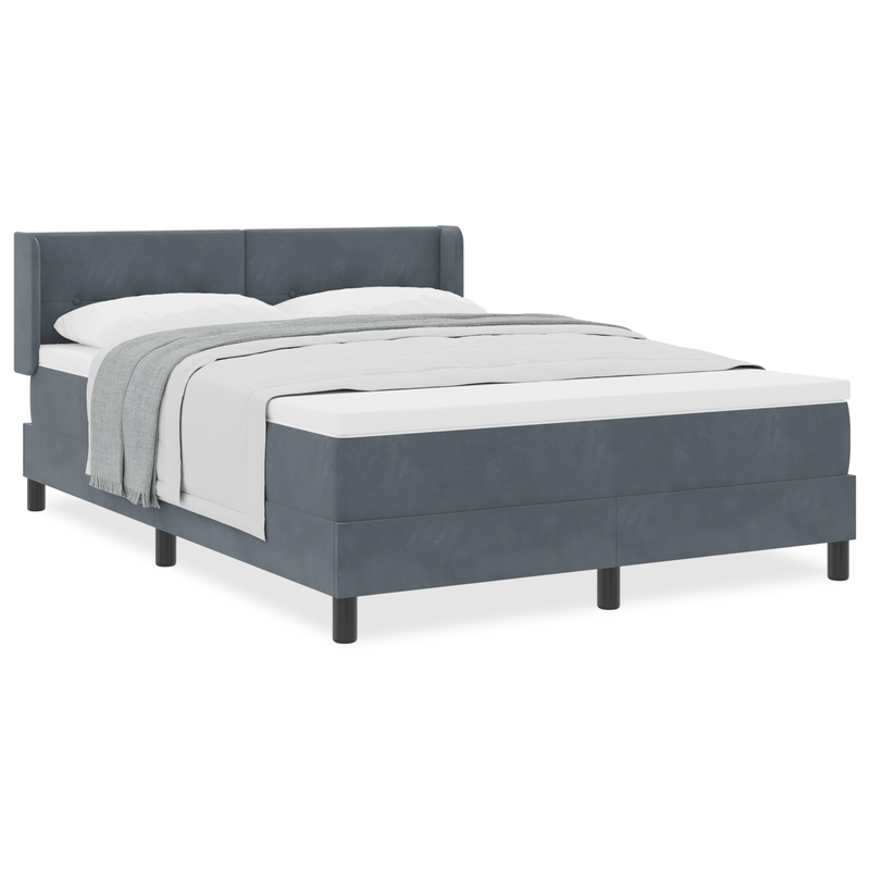 Casa si Gradina - Mobilier - Paturi si accesorii - Paturi - Pat box spring cu saltea, gri inchis, 160x200 cm, catifea - Infinity.ro