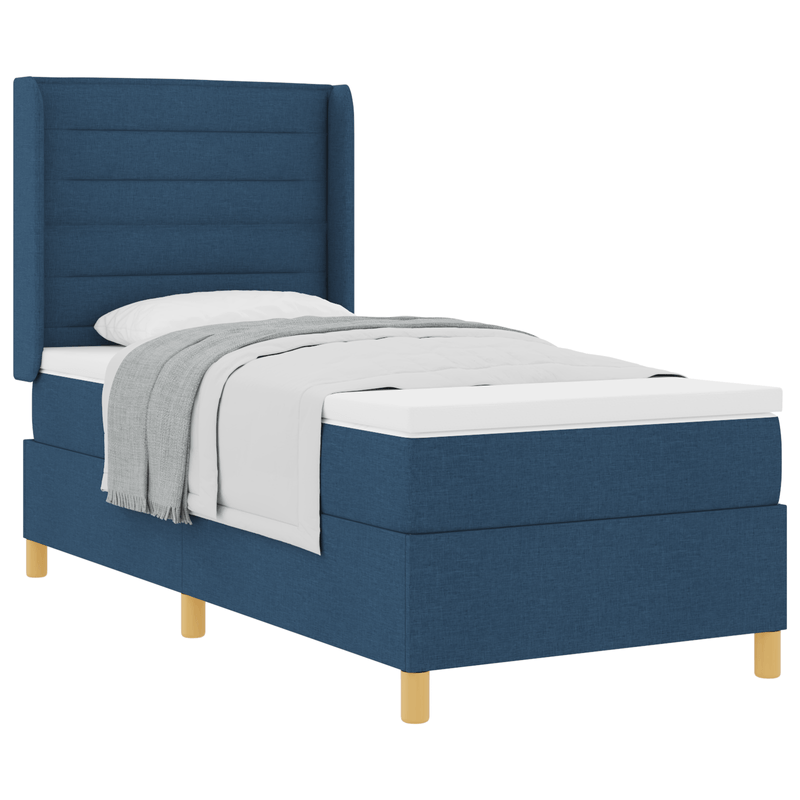Casa si Gradina - Mobilier - Paturi si accesorii - Paturi - Pat box spring cu saltea, albastru, 100x200 cm, textil - Infinity.ro