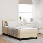 Casa si Gradina - Mobilier - Paturi si accesorii - Paturi - Pat Box Spring cu Saltea & LED Crem 100x200 cm tesatura - Infinity.ro