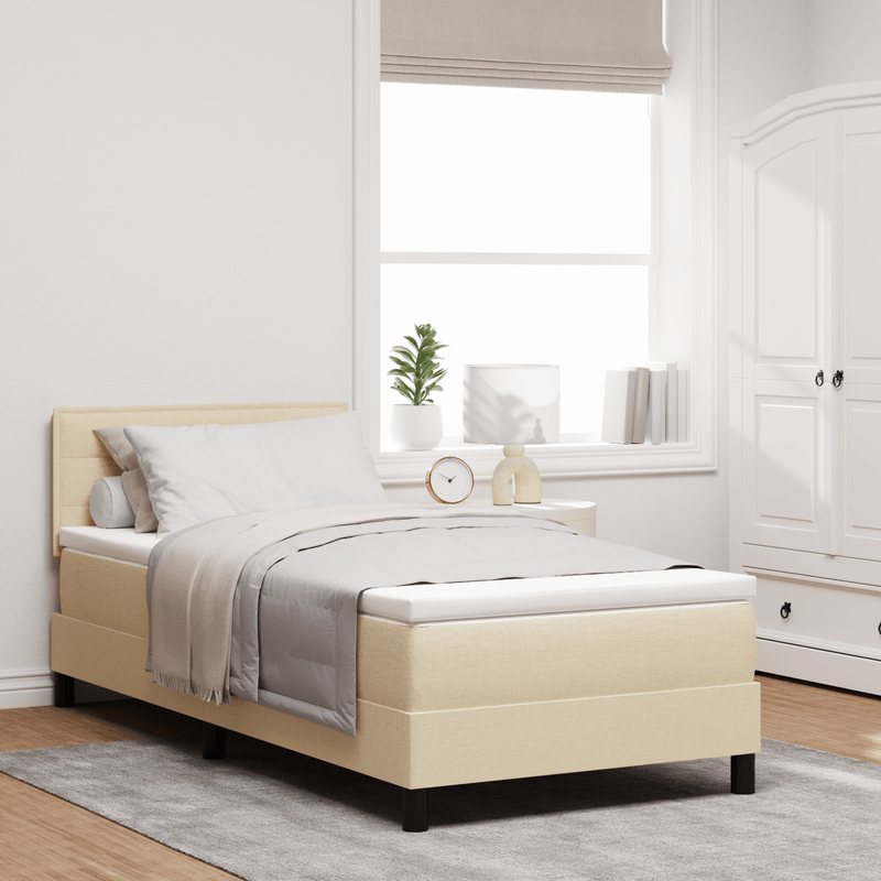 Casa si Gradina - Mobilier - Paturi si accesorii - Paturi - Pat Box Spring cu Saltea & LED Crem 100x200 cm tesatura - Infinity.ro