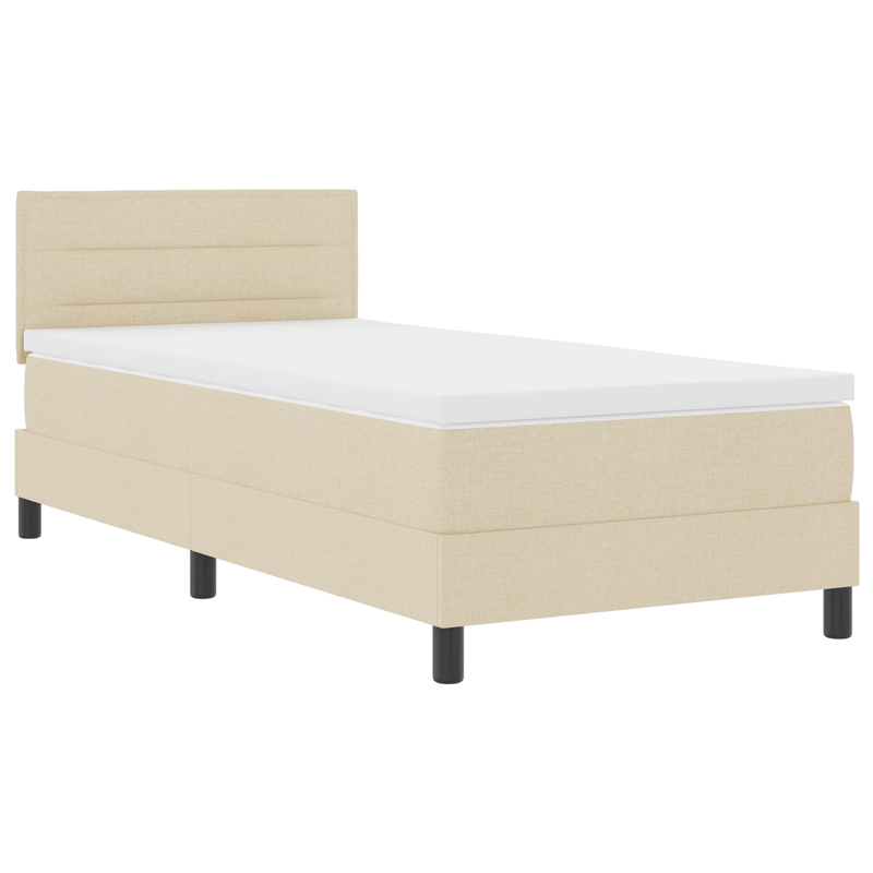Casa si Gradina - Mobilier - Paturi si accesorii - Paturi - Pat Box Spring cu Saltea & LED Crem 100x200 cm tesatura - Infinity.ro