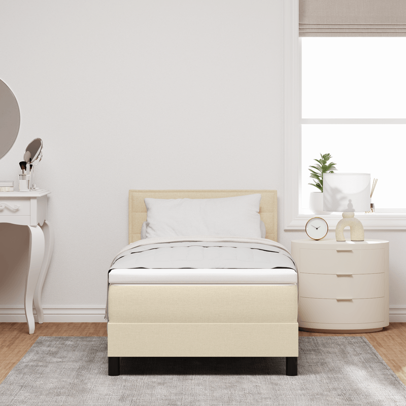 Casa si Gradina - Mobilier - Paturi si accesorii - Paturi - Pat Box Spring cu Saltea & LED Crem 100x200 cm tesatura - Infinity.ro