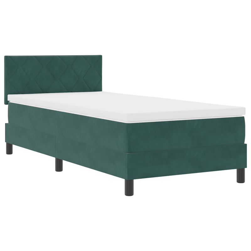 Casa si Gradina - Mobilier - Paturi si accesorii - Paturi - Pat box spring cu saltea & LED, verde inchis 100x200 cm catifea - Infinity.ro