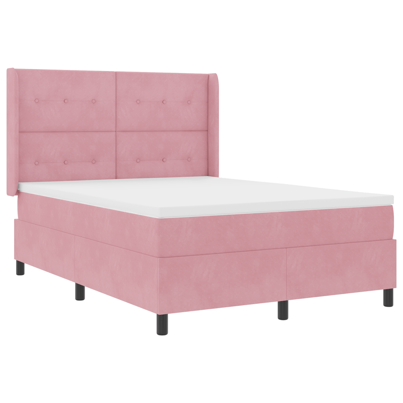 Casa si Gradina - Mobilier - Paturi si accesorii - Paturi - Pat box spring cu saltea, roz, 140x190 cm, catifea - Infinity.ro