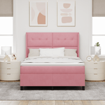 Casa si Gradina - Mobilier - Paturi si accesorii - Paturi - Pat box spring cu saltea, roz, 140x190 cm, catifea - Infinity.ro