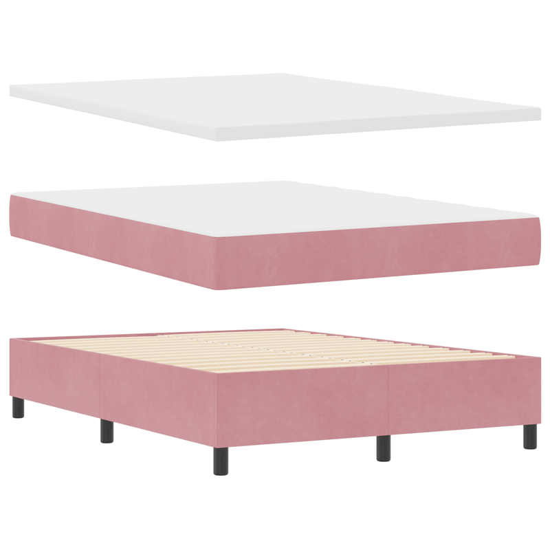 Casa si Gradina - Mobilier - Paturi si accesorii - Paturi - Pat box spring cu saltea, roz, 140x190 cm, catifea - Infinity.ro